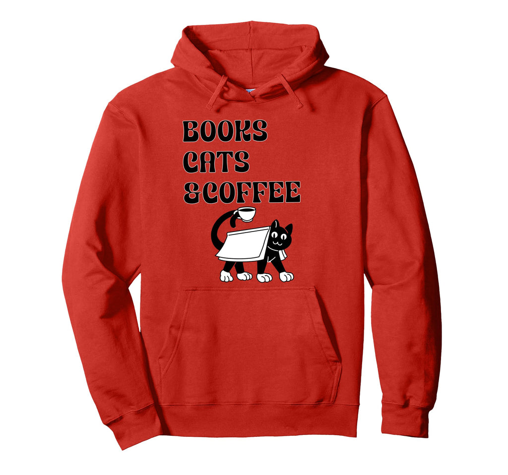 Book Lovers Books Cats And Coffee Hoodie - Trendy Graphic Men Women - T-Shirt, Sweatshirt, Hoodie