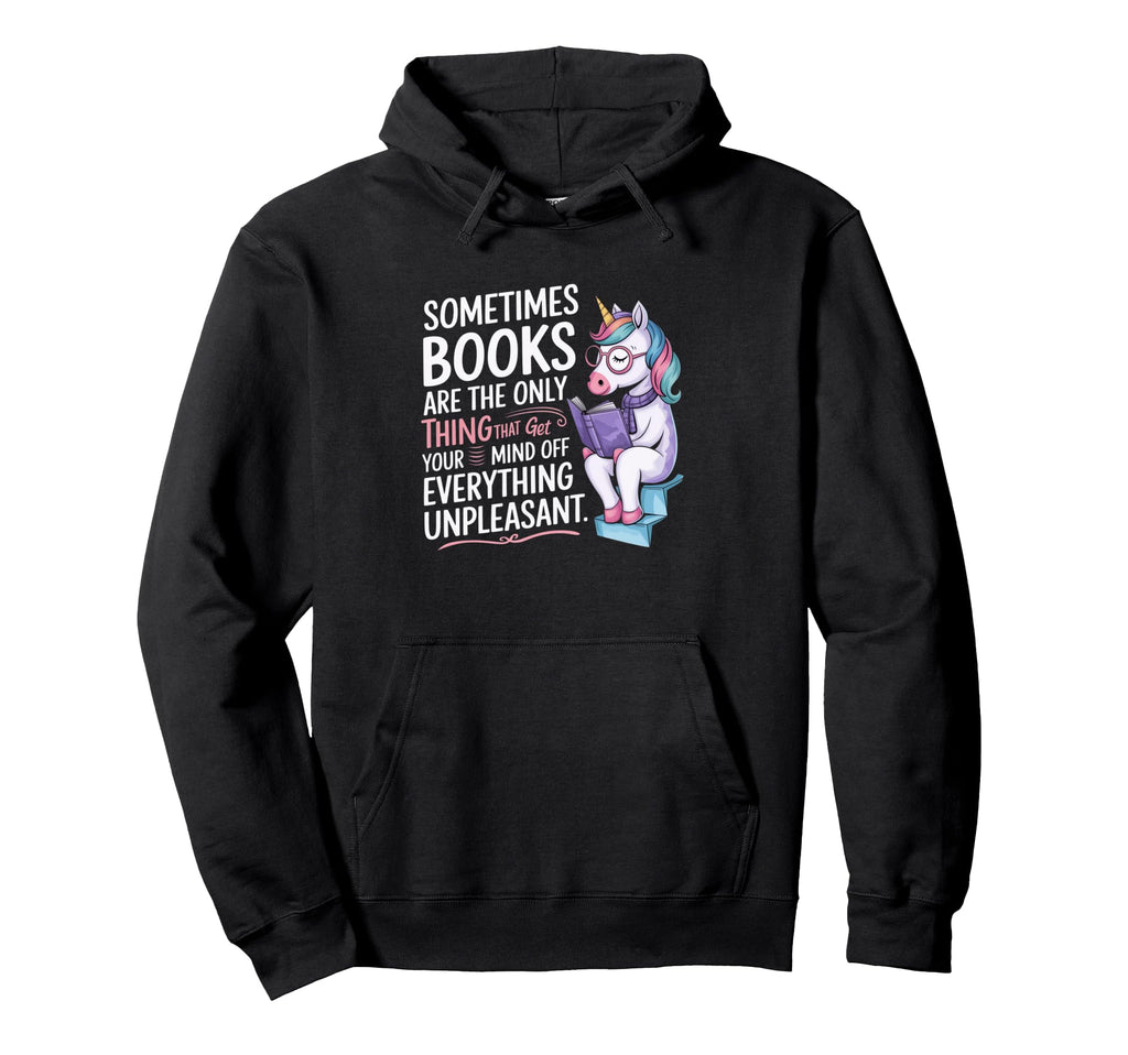 Funny Bookworm Unicorn Reading Book Hoodie - Novelty Apparel for Adults - T-Shirt, Sweatshirt, Hoodie