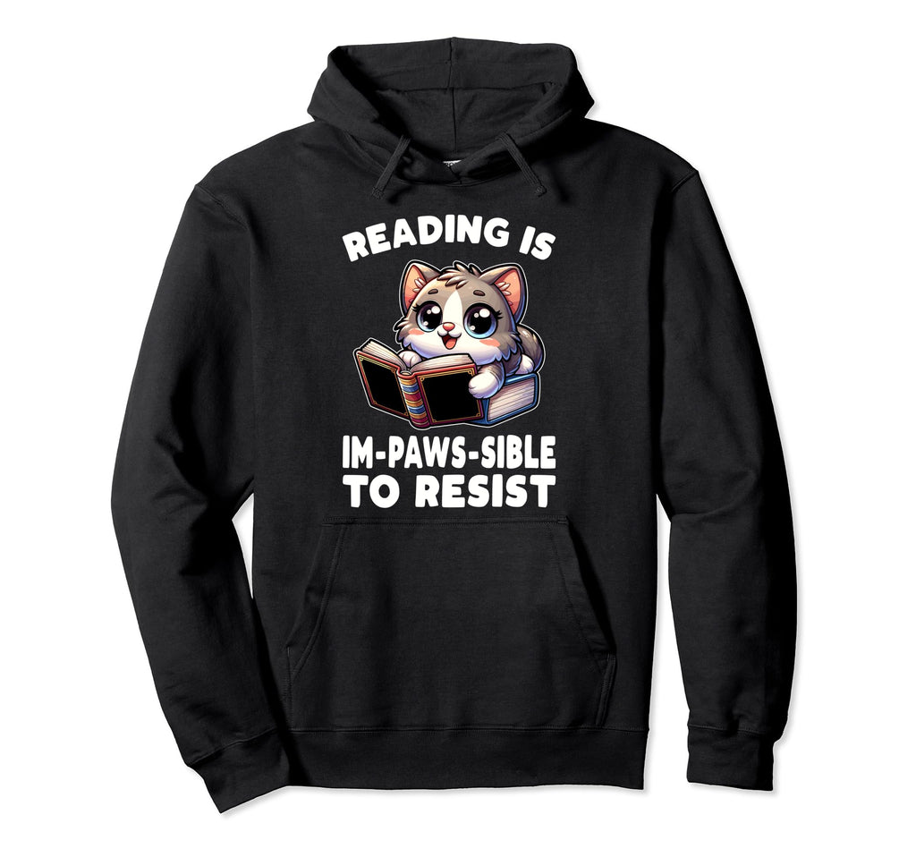 Reading Book Cat Library Reading Hoodie - Aesthetic Graphic Men Women - T-Shirt, Sweatshirt, Hoodie