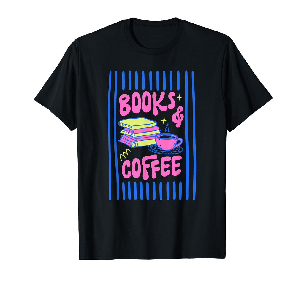 Striped Books And Coffee Book Lovers T-Shirt - Aesthetic Graphic Men Women - T-Shirt, Sweatshirt, Hoodie