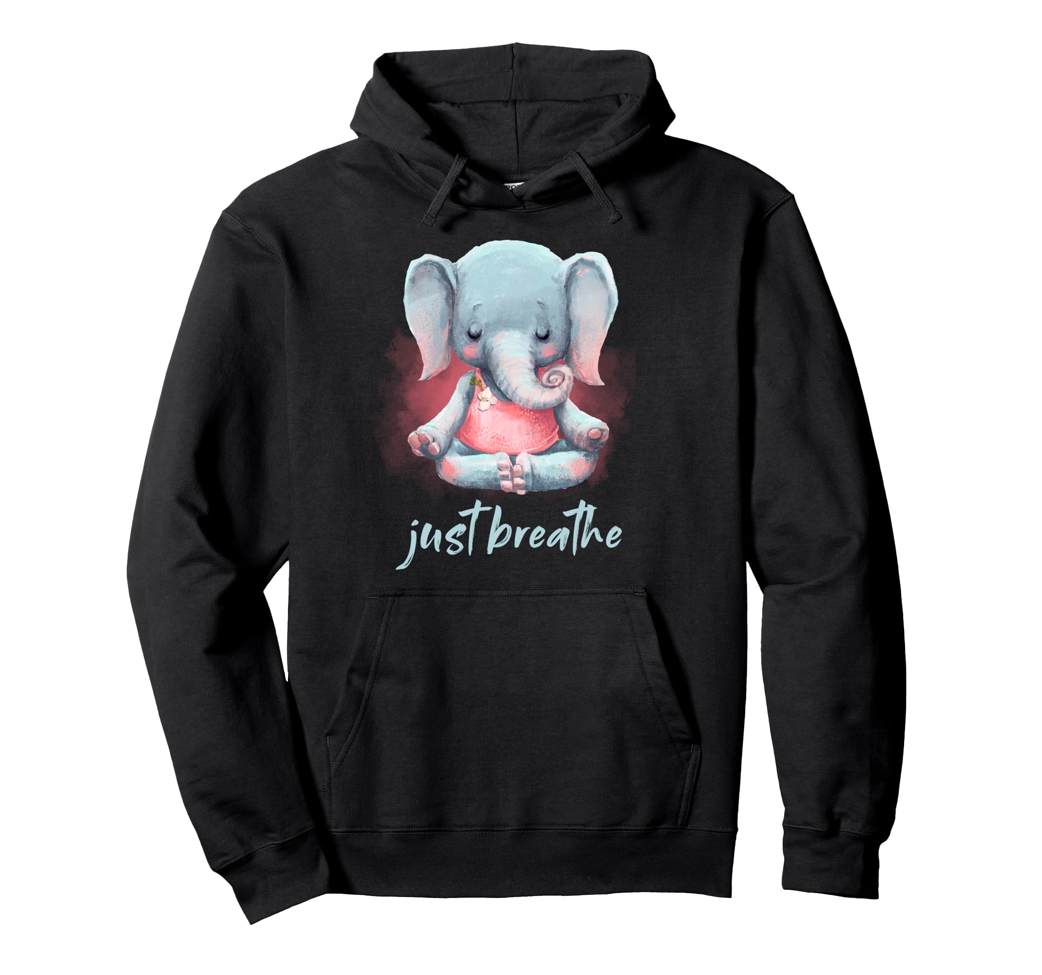 Yoga Elephant Lotus Pose Just Breathe Hoodie - Unique Graphic Men Women - T-Shirt, Sweatshirt, Hoodie