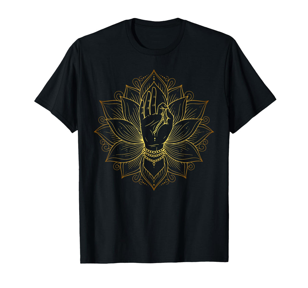 Elegant Minimal Mudra Hand Lotus T-Shirt - Casual Everyday Wear Men Women - T-Shirt, Sweatshirt, Hoodie