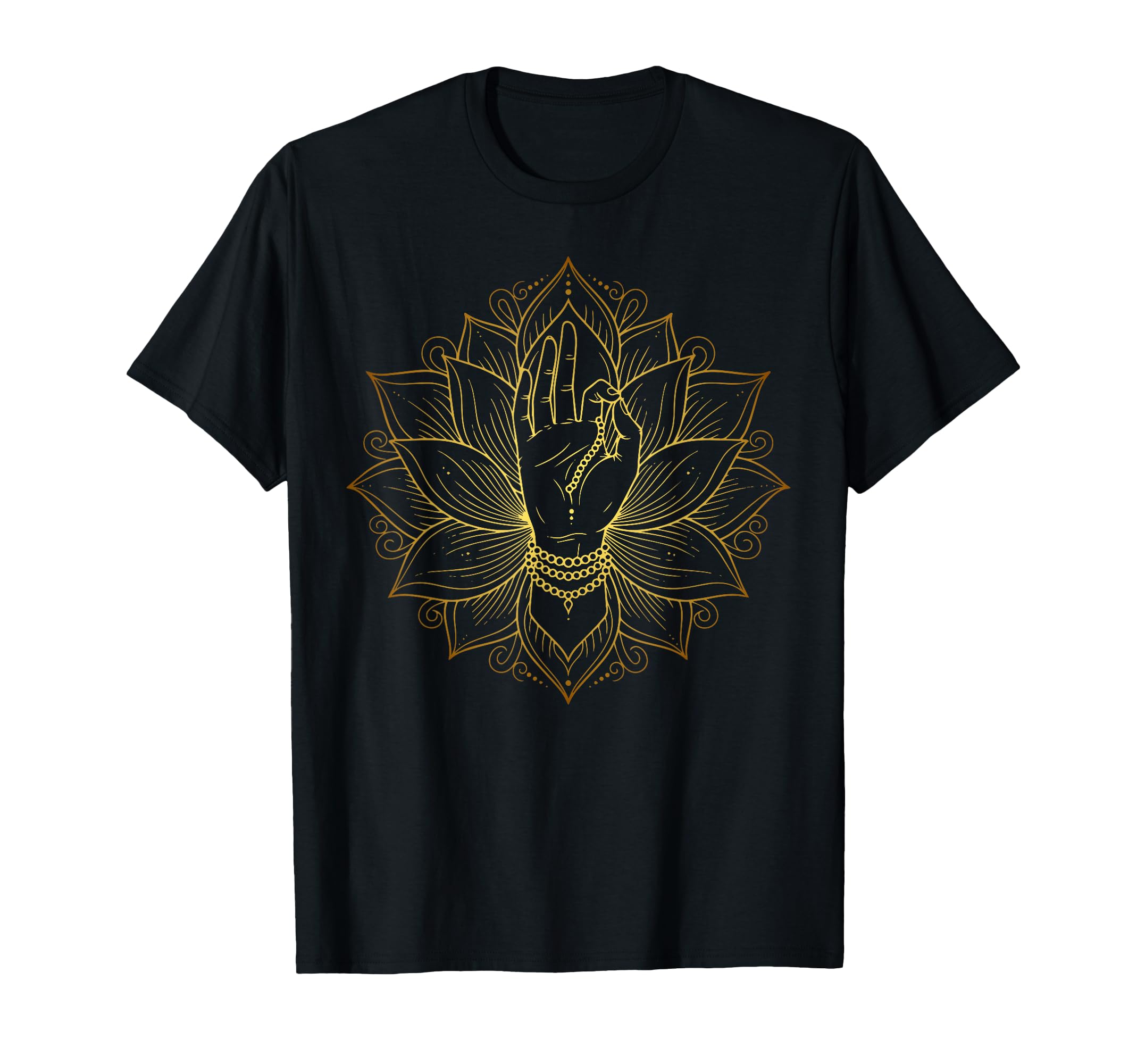 Elegant Minimal Mudra Hand Lotus T-Shirt - Casual Everyday Wear Men Women - T-Shirt, Sweatshirt, Hoodie