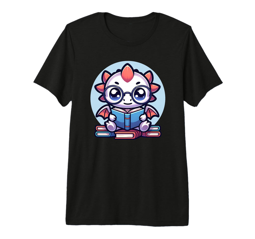 Dragon Glasses Reading Book Bookworm T-Shirt - Minimalist Print Unisex - T-Shirt, Sweatshirt, Hoodie