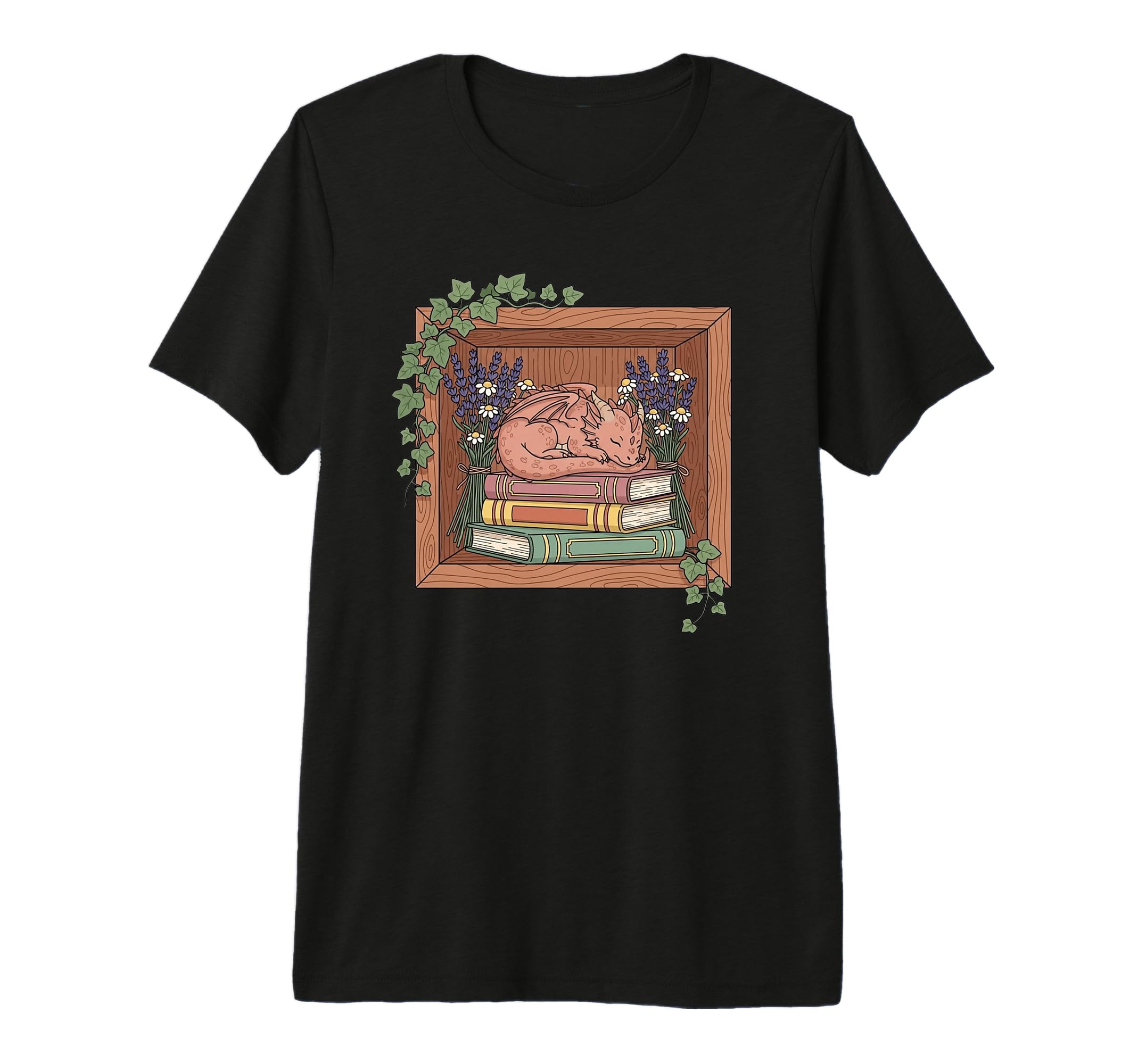 Sleeping Dragon Stacked Books Lavender T-Shirt - Graphic Print Men Women - T-Shirt, Sweatshirt, Hoodie