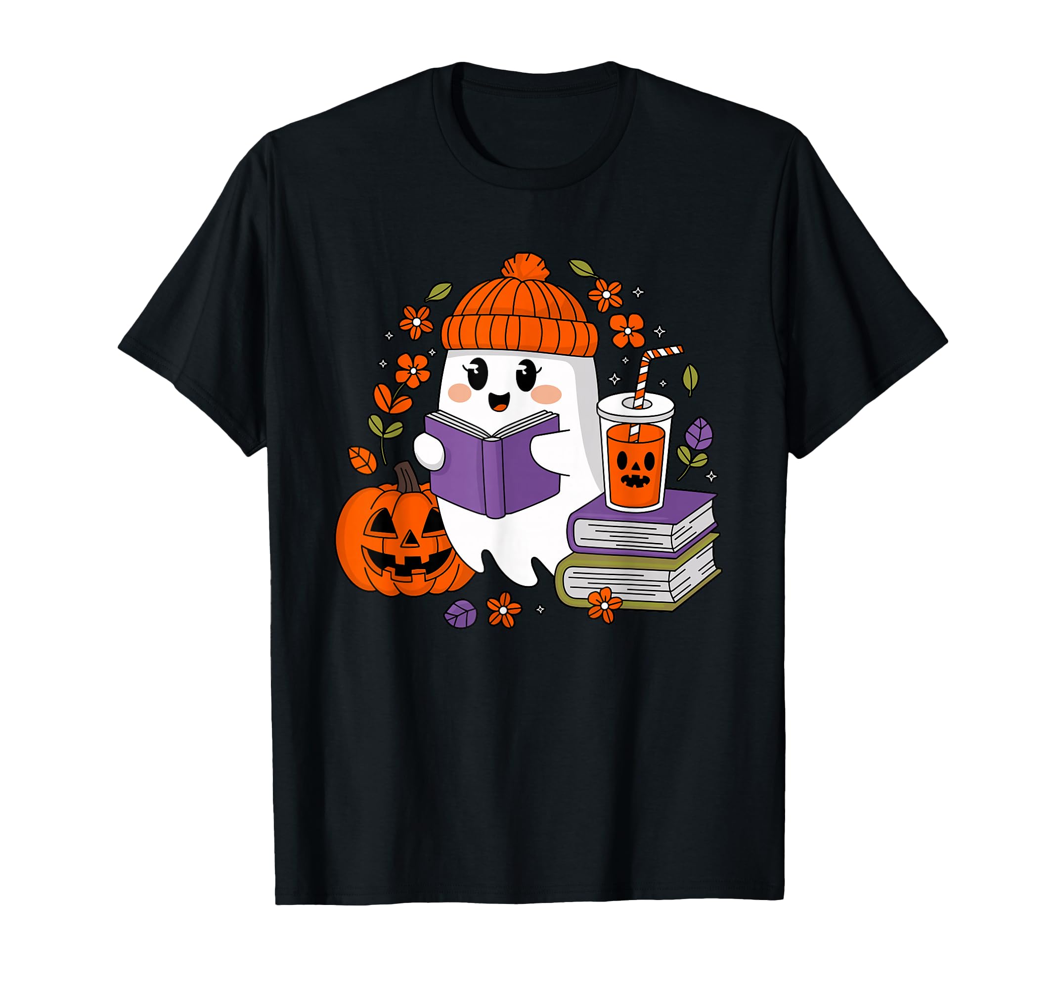 Halloween Ghost Reading Book Lovers T-Shirt - Graphic Print for Adults - T-Shirt, Sweatshirt, Hoodie