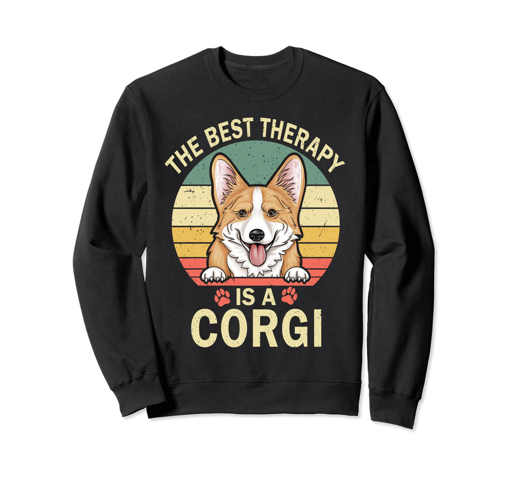 Best Therapy Is Corgi Dad Mom Dog Sweatshirt - Minimalist Print for Adults - T-Shirt, Sweatshirt, Hoodie