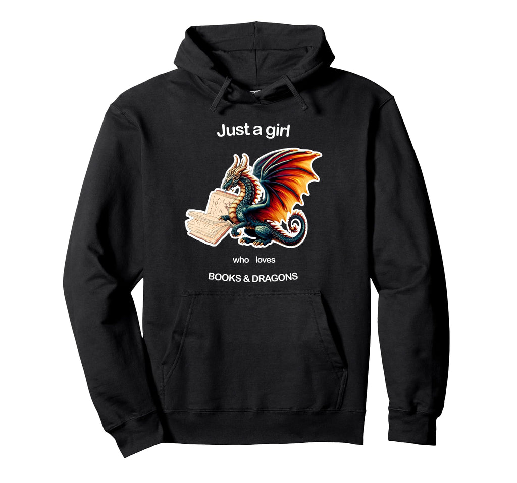 Just Who Loves Dragons And Books Hoodie - Aesthetic Graphic Men Women - T-Shirt, Sweatshirt, Hoodie