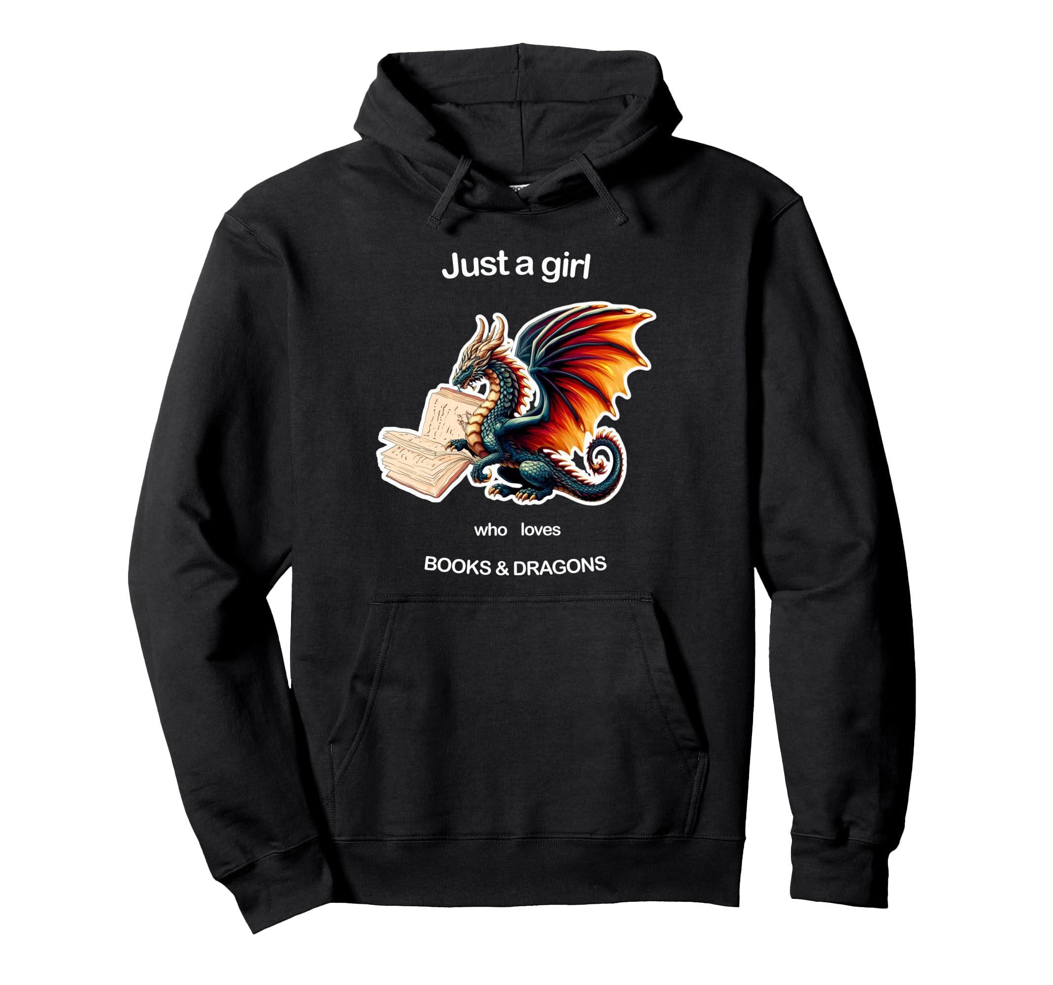 Just Who Loves Dragons And Books Hoodie - Aesthetic Graphic Men Women - T-Shirt, Sweatshirt, Hoodie