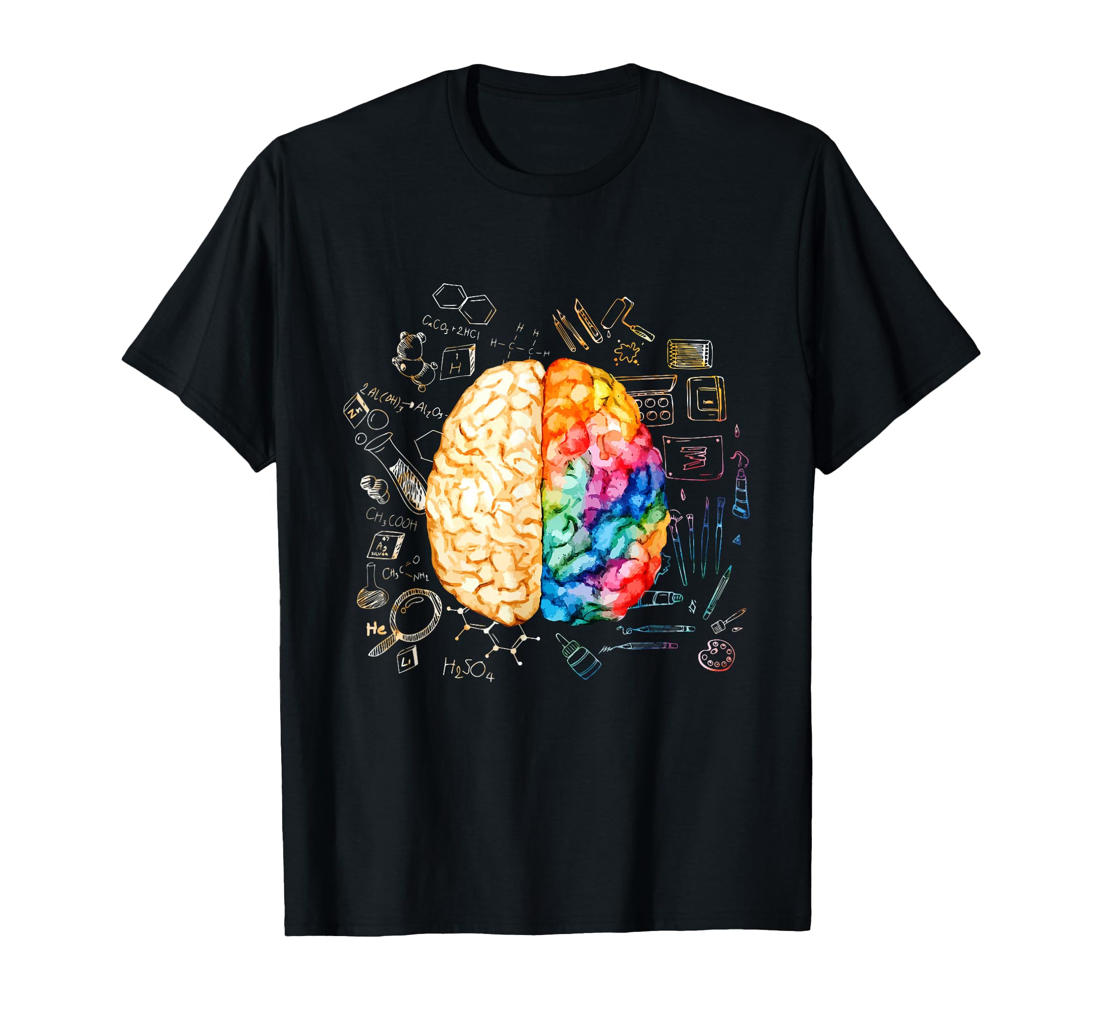 Colorful Brain Science And Art T-Shirt - Trendy Graphic for Adults - T-Shirt, Sweatshirt, Hoodie