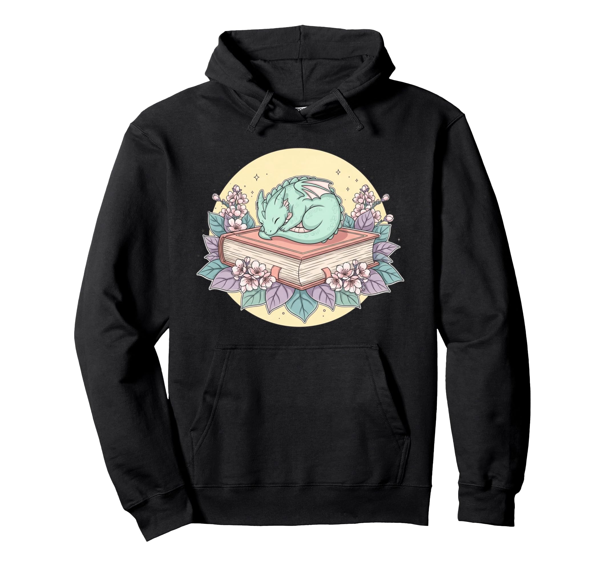 Sleeping Dragon Book Floral Fantasy Hoodie - Fun Novelty Design Unisex - T-Shirt, Sweatshirt, Hoodie