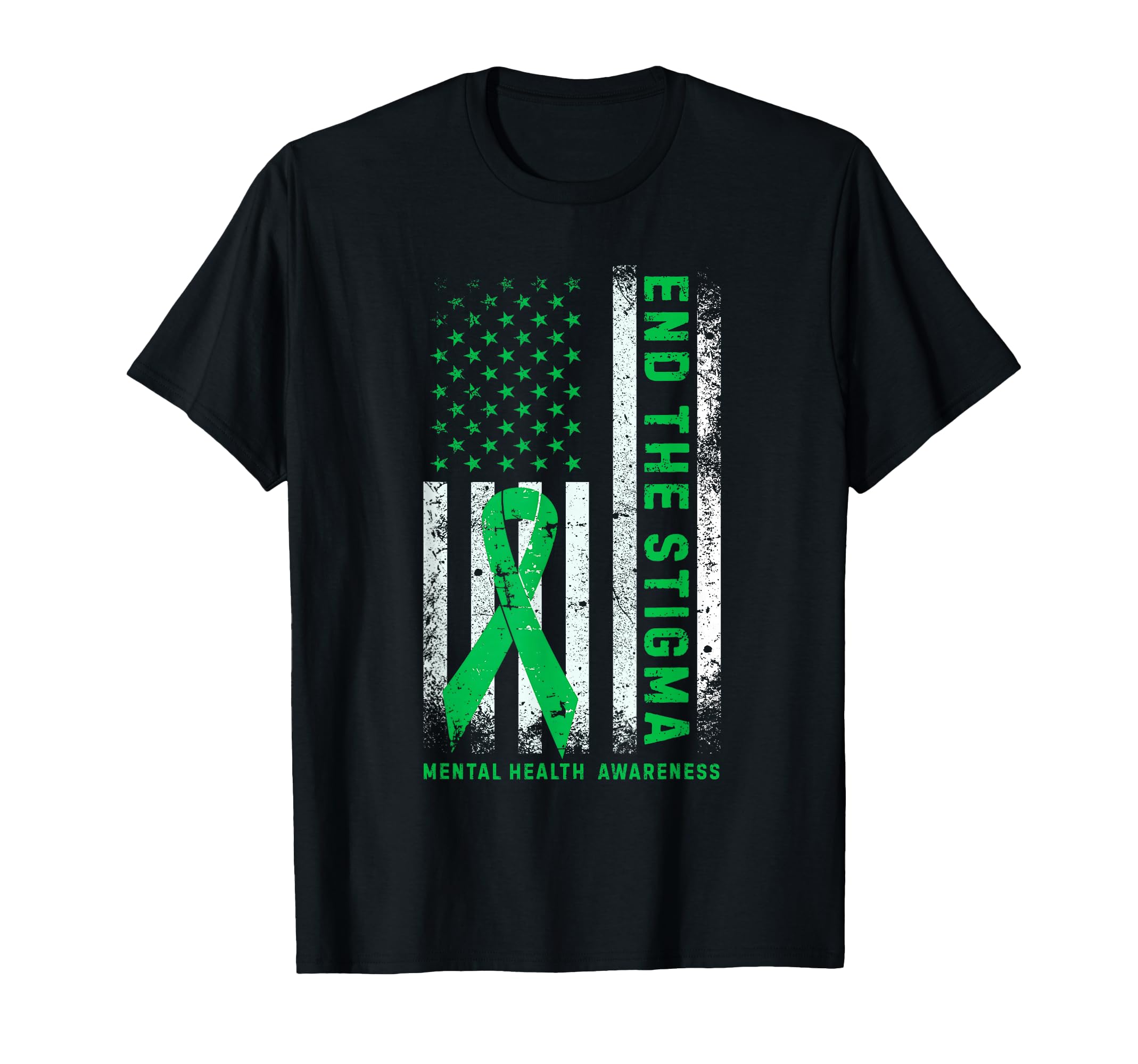 End Stigma Mental Health Awareness Usa T-Shirt - Custom Art Print Unisex - T-Shirt, Sweatshirt, Hoodie