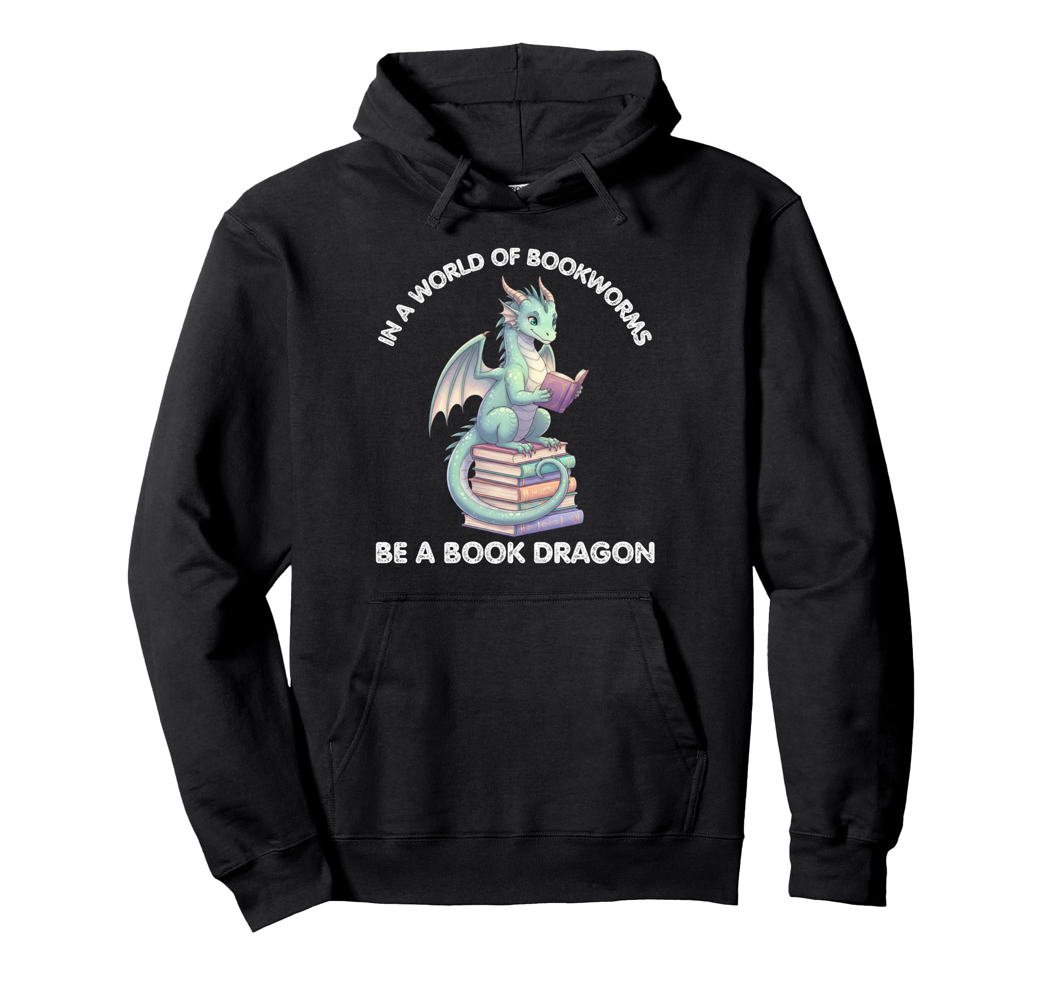Funny Dragon Book Reader Bookworm Library Hoodie - Trendy Graphic Men Women - T-Shirt, Sweatshirt, Hoodie