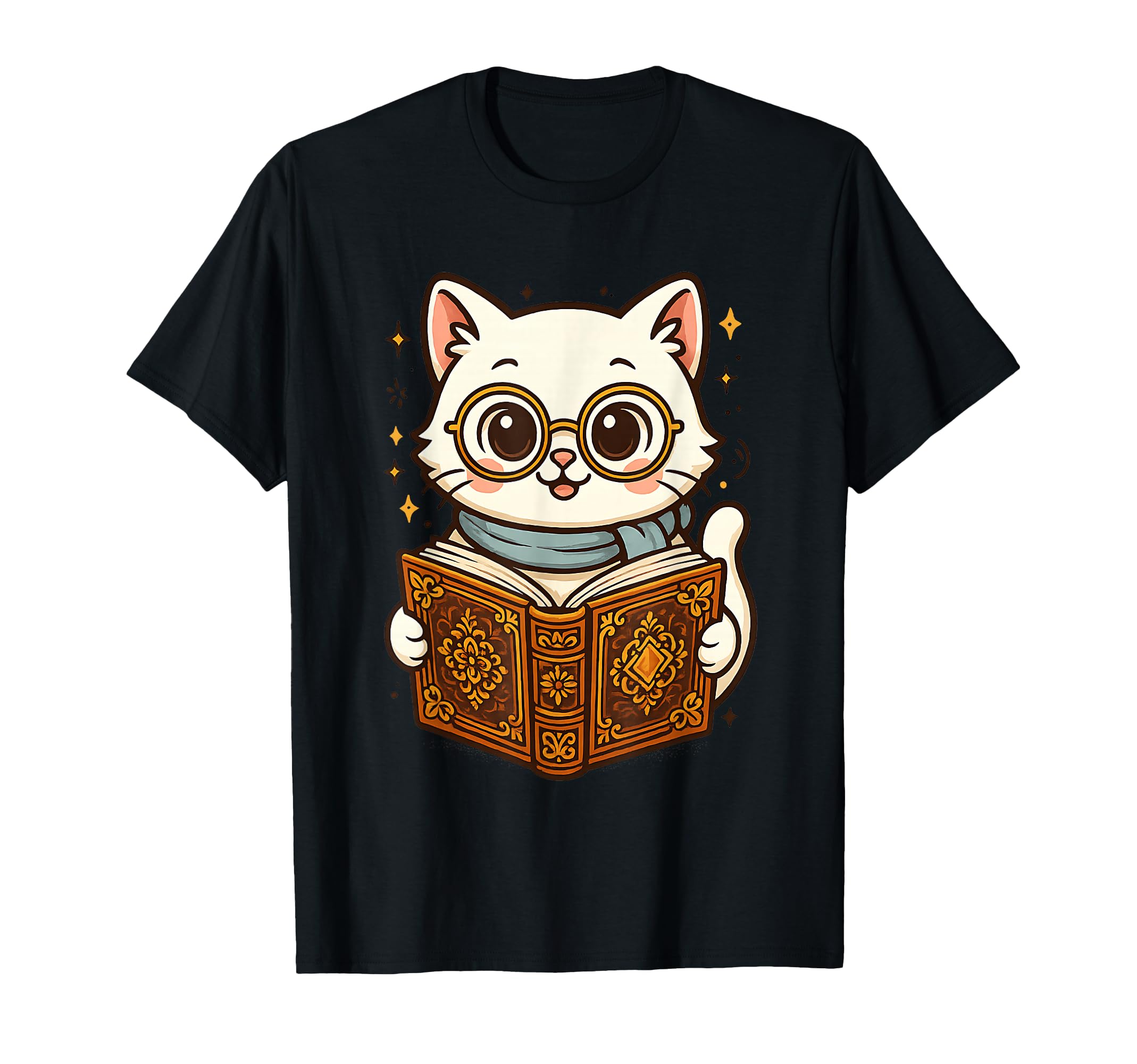 Cat Reading Book Nerd Kitty Bookworm T-Shirt - Custom Art Print Unisex - T-Shirt, Sweatshirt, Hoodie