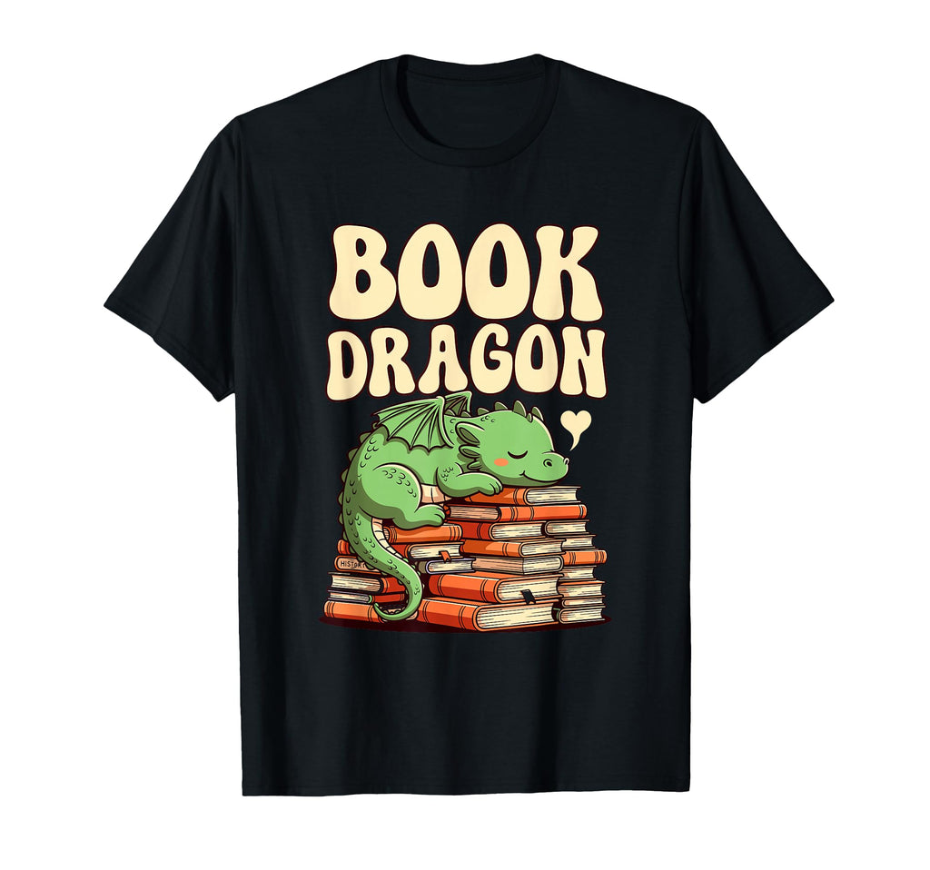 Book Dragon Sleeping Books Fantasy T-Shirt - Novelty Apparel Men Women - T-Shirt, Sweatshirt, Hoodie