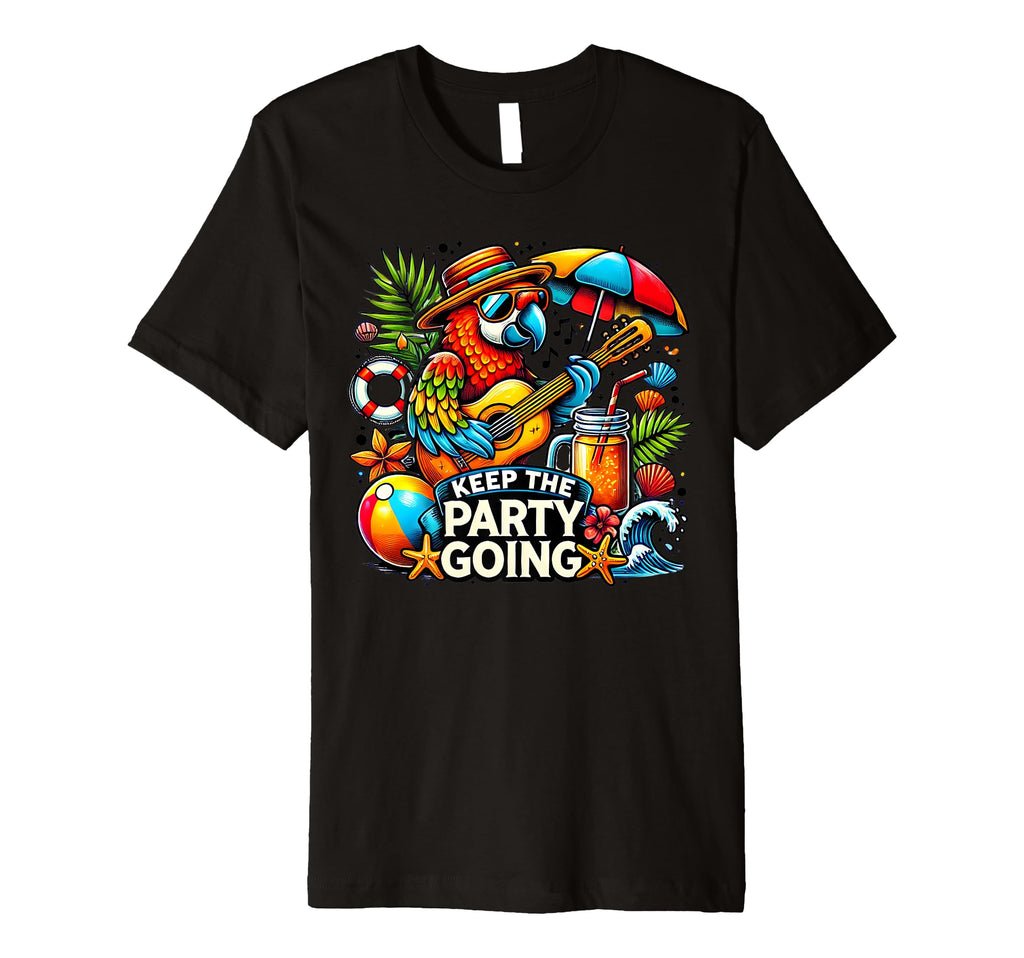Keep Party Going Funny Parrot T-Shirt - Aesthetic Graphic for Adults - T-Shirt, Sweatshirt, Hoodie