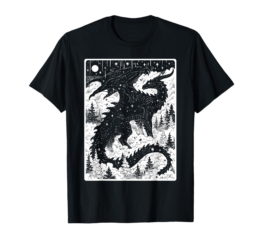 Dark Academia Fantasy Dragon Book T-Shirt - Minimalist Print for Adults - T-Shirt, Sweatshirt, Hoodie