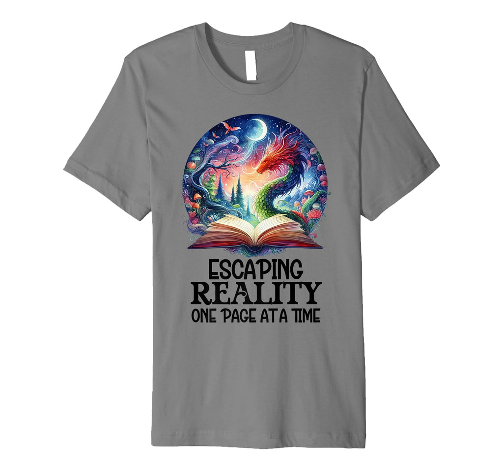 Book Dragon Reading Escaping Reality One T-Shirt - Novelty Apparel Unisex - T-Shirt, Sweatshirt, Hoodie