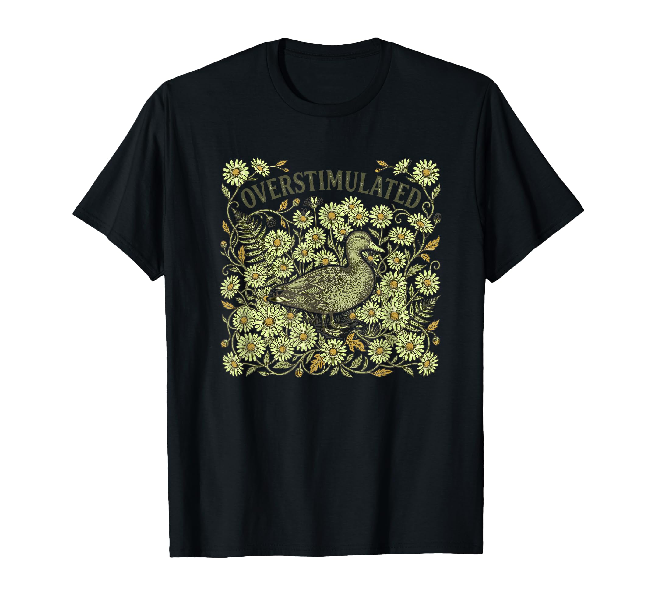 Overstimulated Duck Daisy T-Shirt - Aesthetic Graphic for Adults - T-Shirt, Sweatshirt, Hoodie