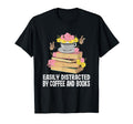 Easily Distracted Coffee And Books T-Shirt - Minimalist Print for Adults - T-Shirt, Sweatshirt, Hoodie