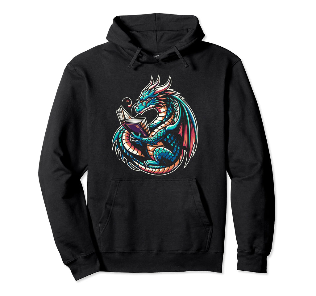 Dragon Reading Book Dragon Enthusiast Hoodie - Novelty Apparel Men Women - T-Shirt, Sweatshirt, Hoodie
