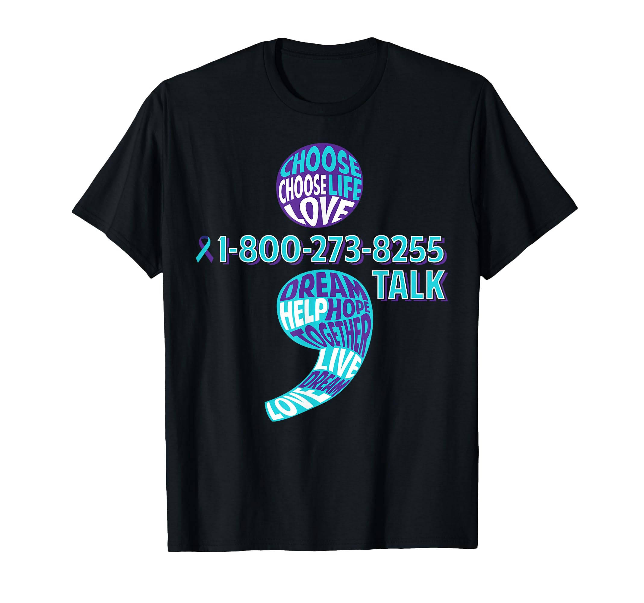 Suicide Prevention Semicolon Mental T-Shirt - Minimalist Print for Adults - T-Shirt, Sweatshirt, Hoodie
