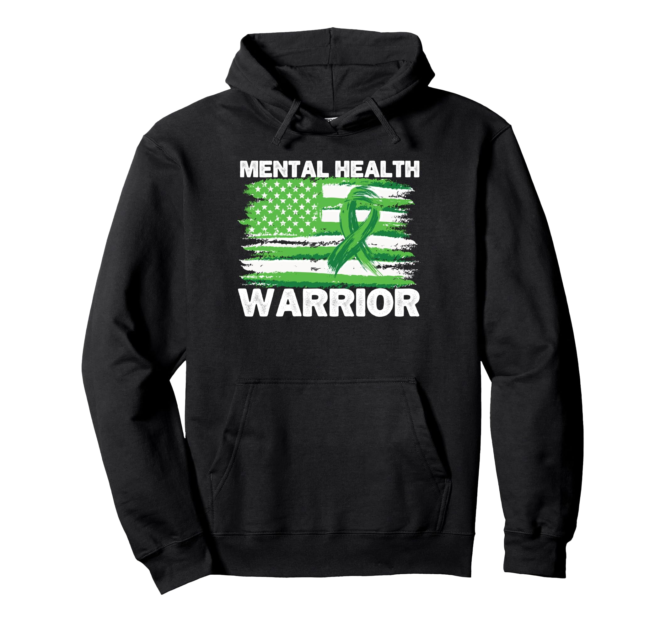Mental Health Warrior American Usa Flag Hoodie - Streetwear Style Unisex - T-Shirt, Sweatshirt, Hoodie