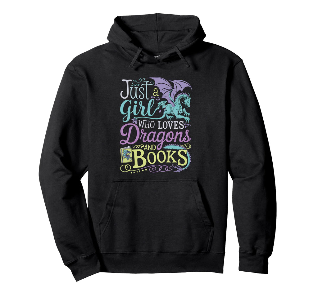 Just Who Loves Dragons And Books Hoodie - Unique Graphic Unisex - T-Shirt, Sweatshirt, Hoodie