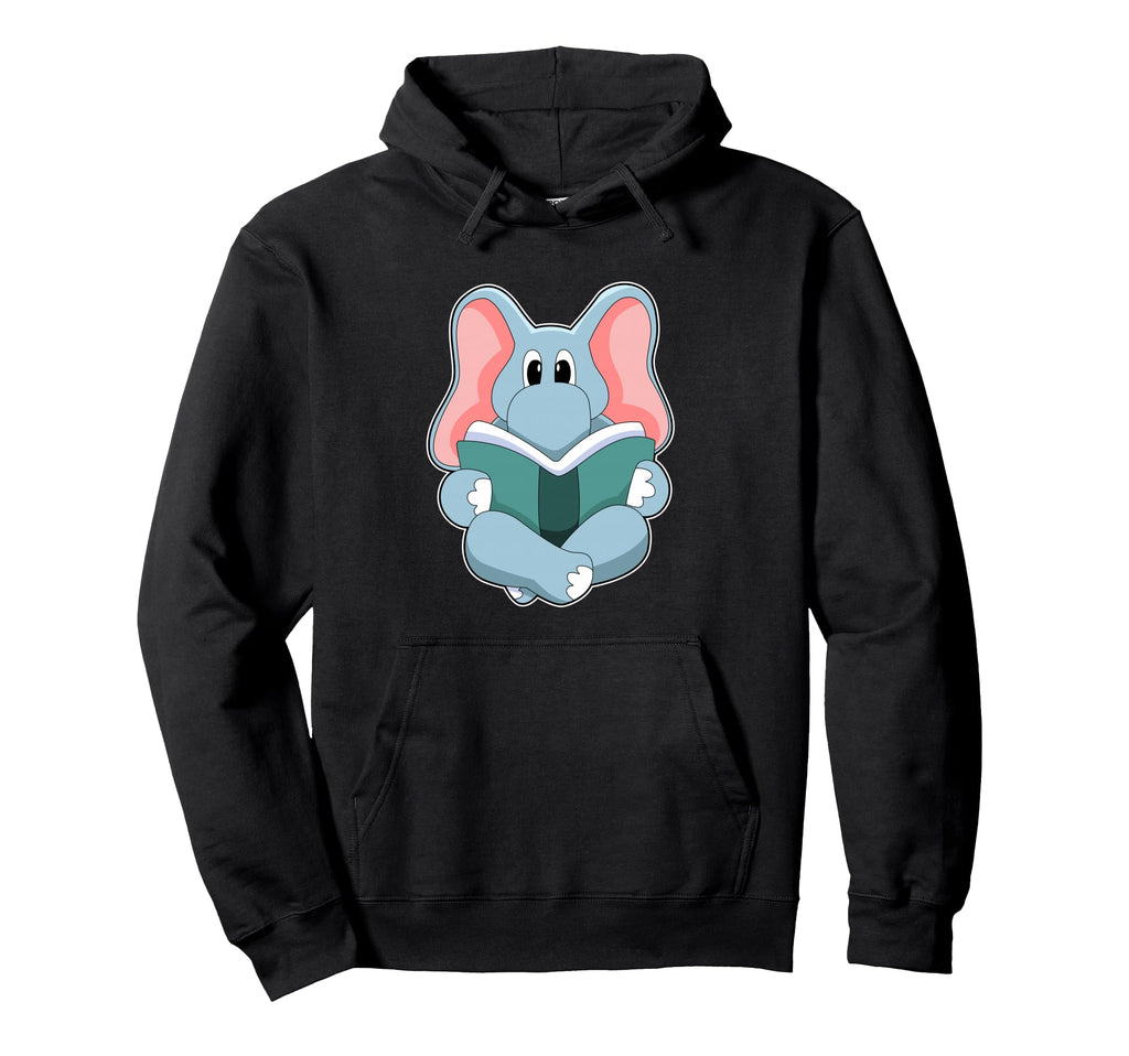 Elephant Nerd Book Hoodie - Minimalist Print Men Women - T-Shirt, Sweatshirt, Hoodie