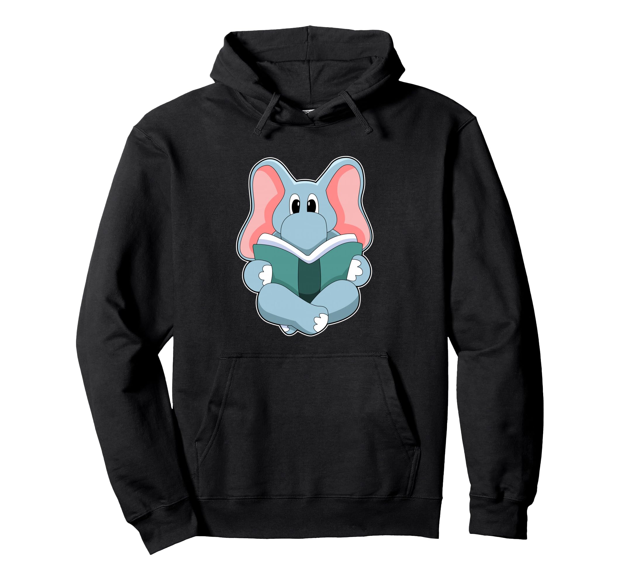 Elephant Nerd Book Hoodie - Minimalist Print Men Women - T-Shirt, Sweatshirt, Hoodie