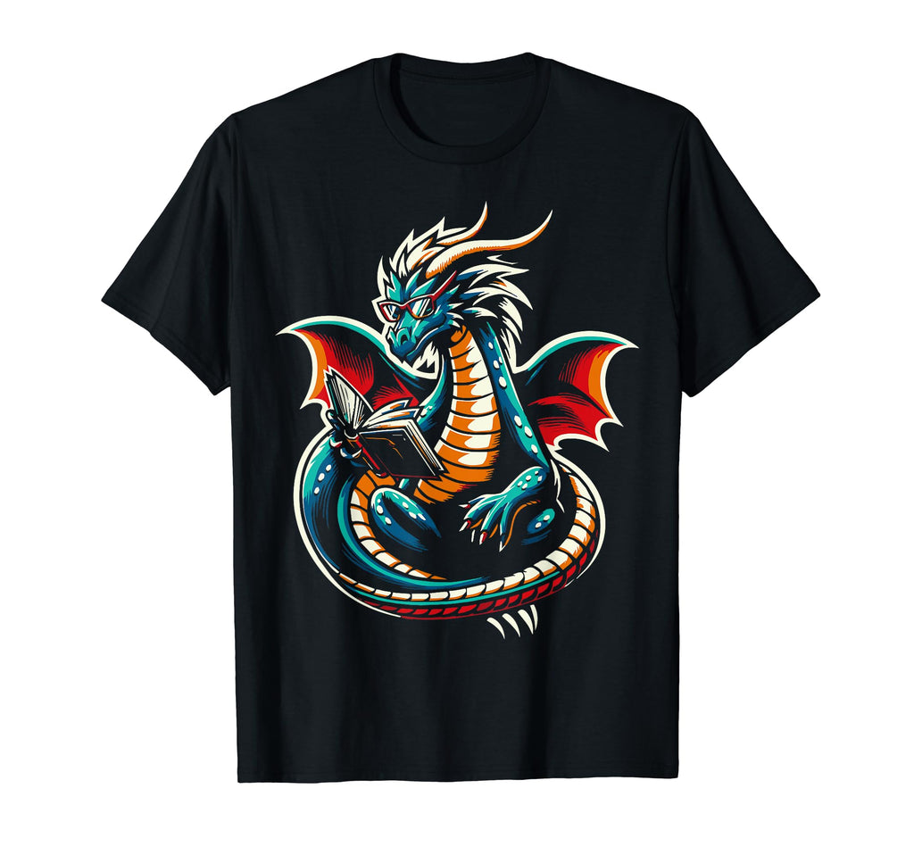 Dragon Reading Book Dragon Enthusiast T-Shirt - Novelty Apparel Men Women - T-Shirt, Sweatshirt, Hoodie