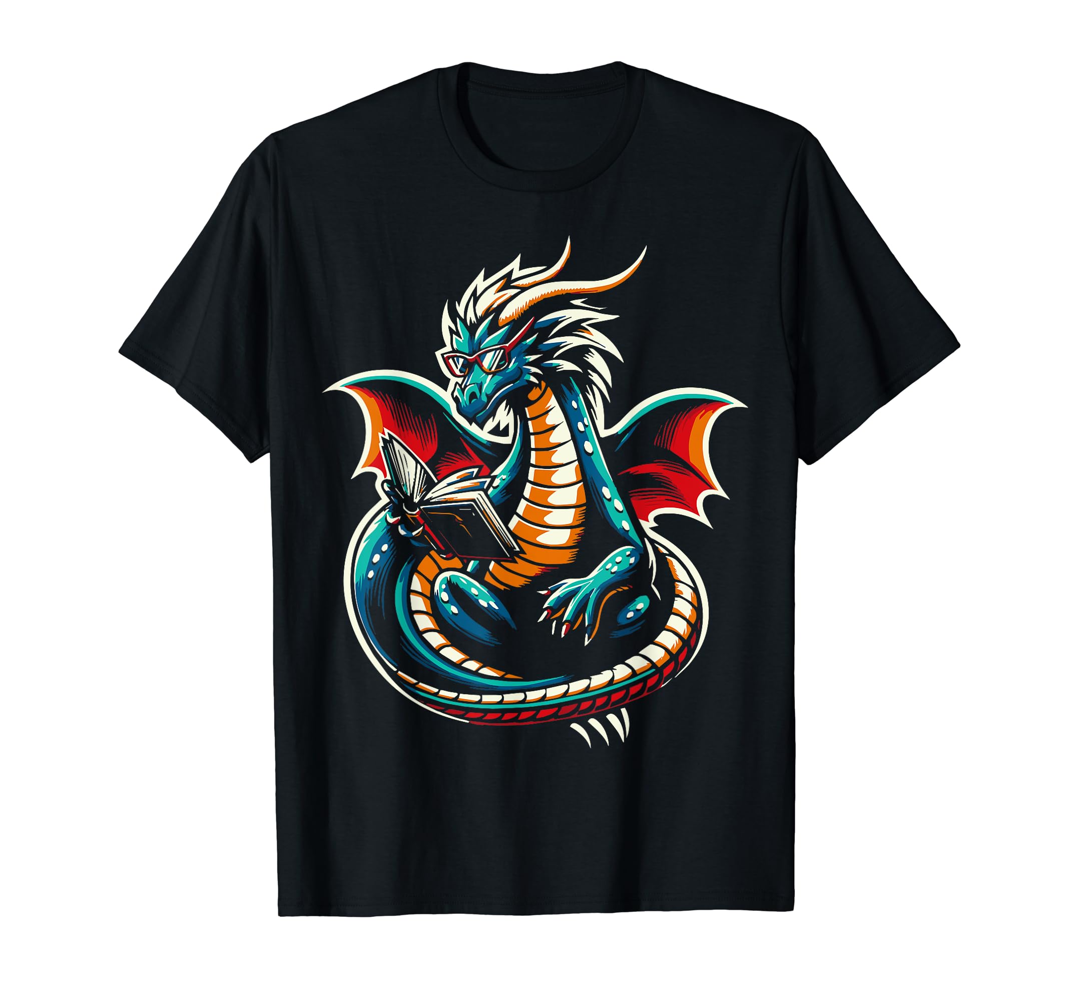 Dragon Reading Book Dragon Enthusiast T-Shirt - Novelty Apparel Men Women - T-Shirt, Sweatshirt, Hoodie