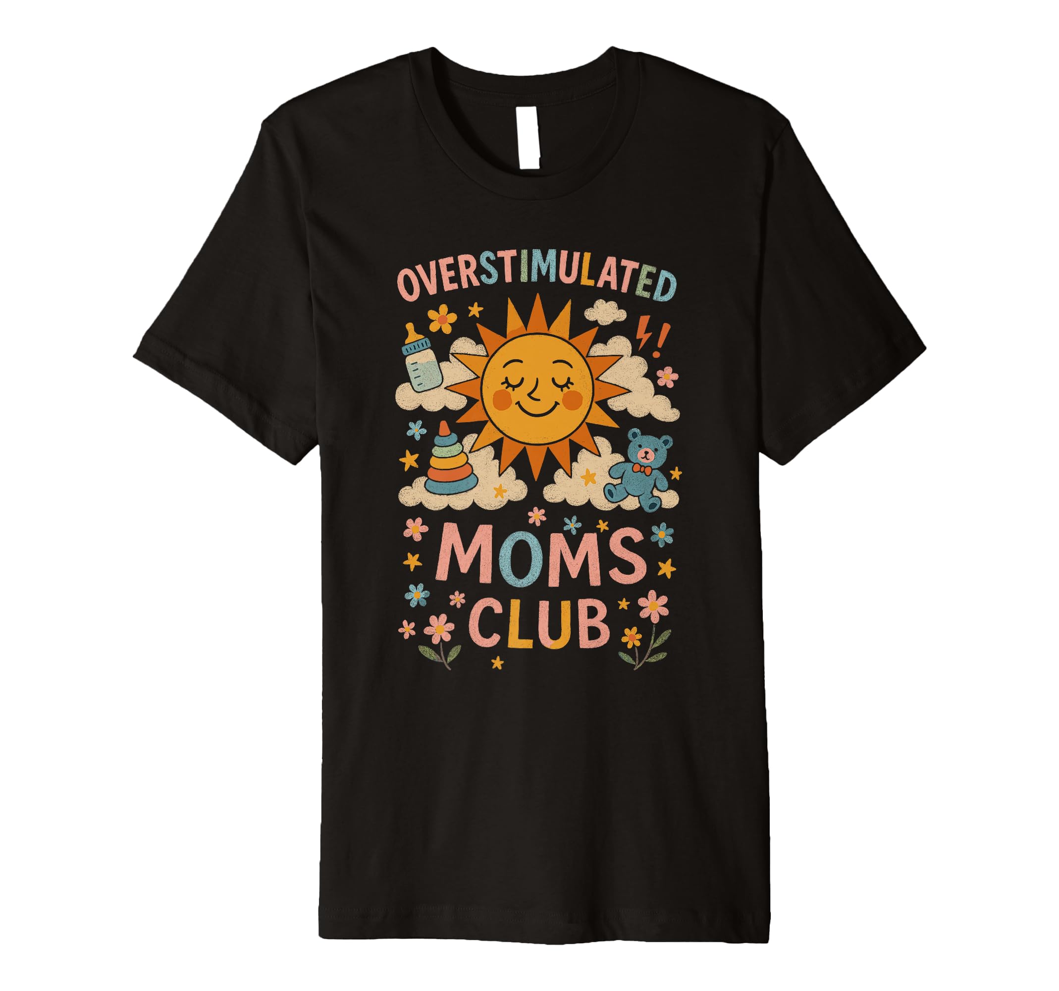 Moms Club Groovy Overstimulated Sweatshirt - Aesthetic Graphic Men Women - T-Shirt, Sweatshirt, Hoodie