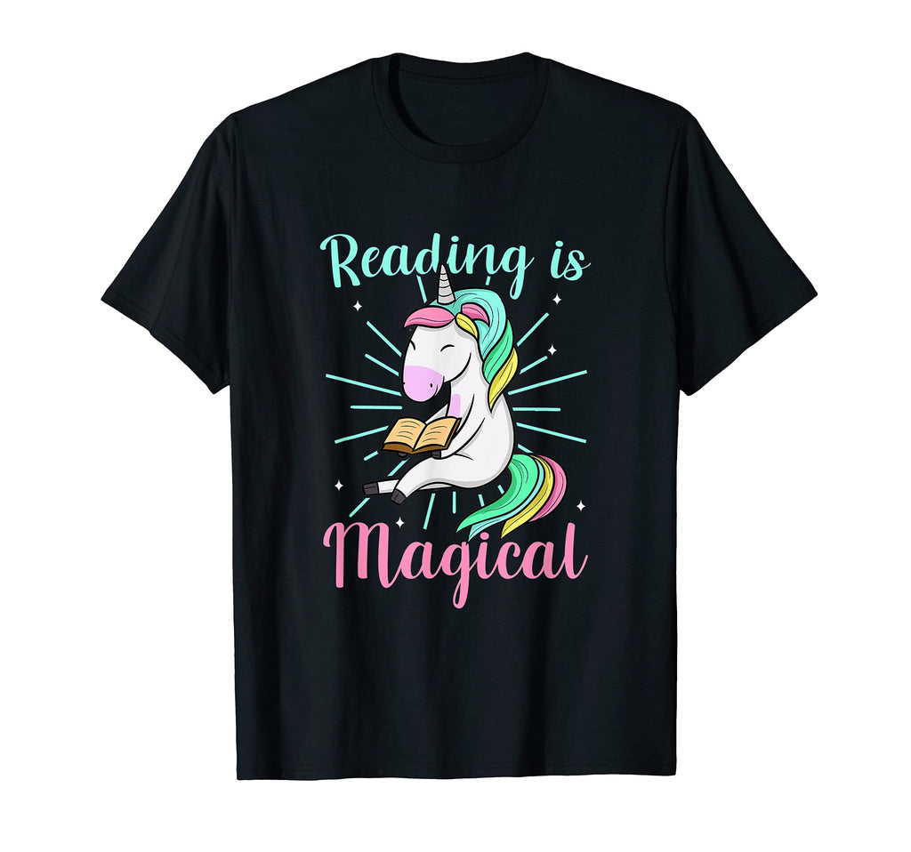 Reading Is Magical Unicorn Librarian Book T-Shirt - Unique Graphic Unisex - T-Shirt, Sweatshirt, Hoodie