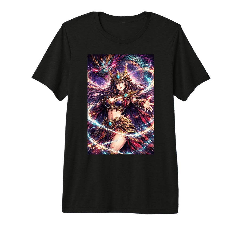 Anime Fantasy Dragon Priestess Tri Blend T-Shirt - Graphic Print Men Women - T-Shirt, Sweatshirt, Hoodie