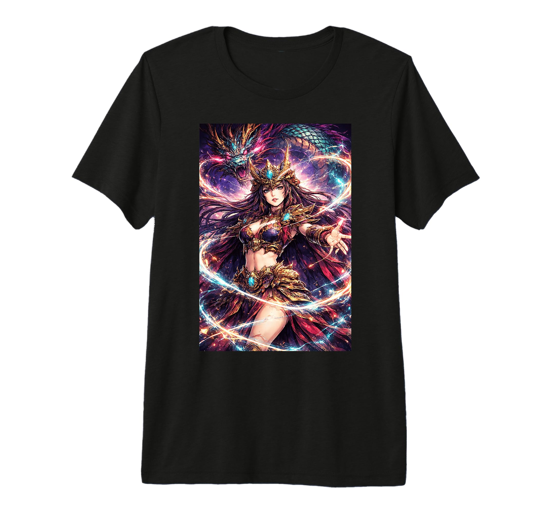 Anime Fantasy Dragon Priestess Tri Blend T-Shirt - Graphic Print Men Women - T-Shirt, Sweatshirt, Hoodie