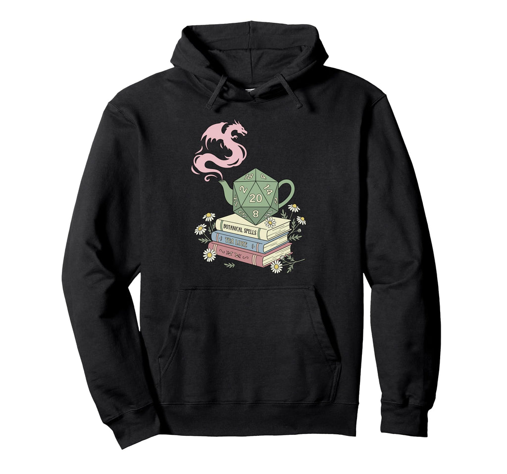 Teapot Dragon Books Rpg Cozy Gamer Hoodie - Fun Novelty Design for Adults - T-Shirt, Sweatshirt, Hoodie