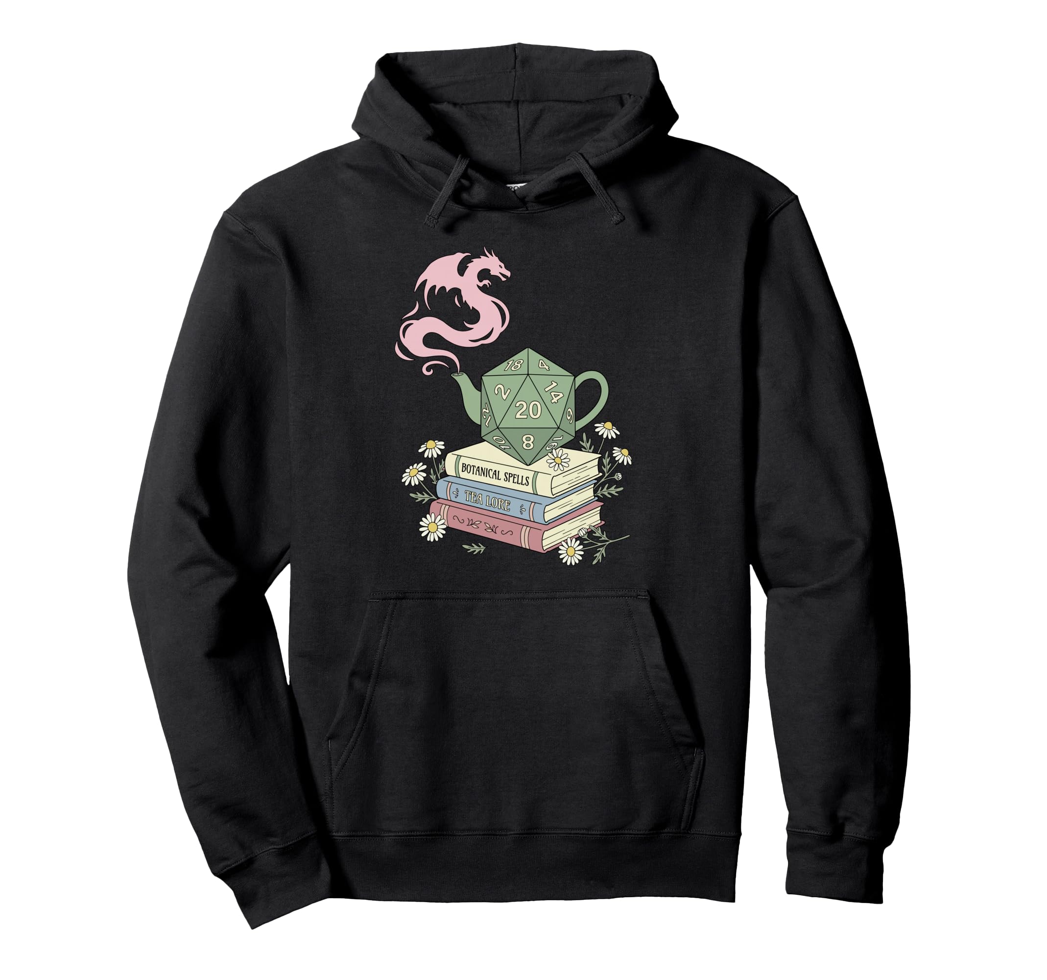 Teapot Dragon Books Rpg Cozy Gamer Hoodie - Fun Novelty Design for Adults - T-Shirt, Sweatshirt, Hoodie