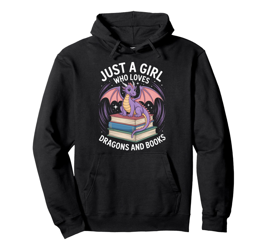 Just Who Loves Dragons And Books Hoodie - Unique Graphic for Adults - T-Shirt, Sweatshirt, Hoodie