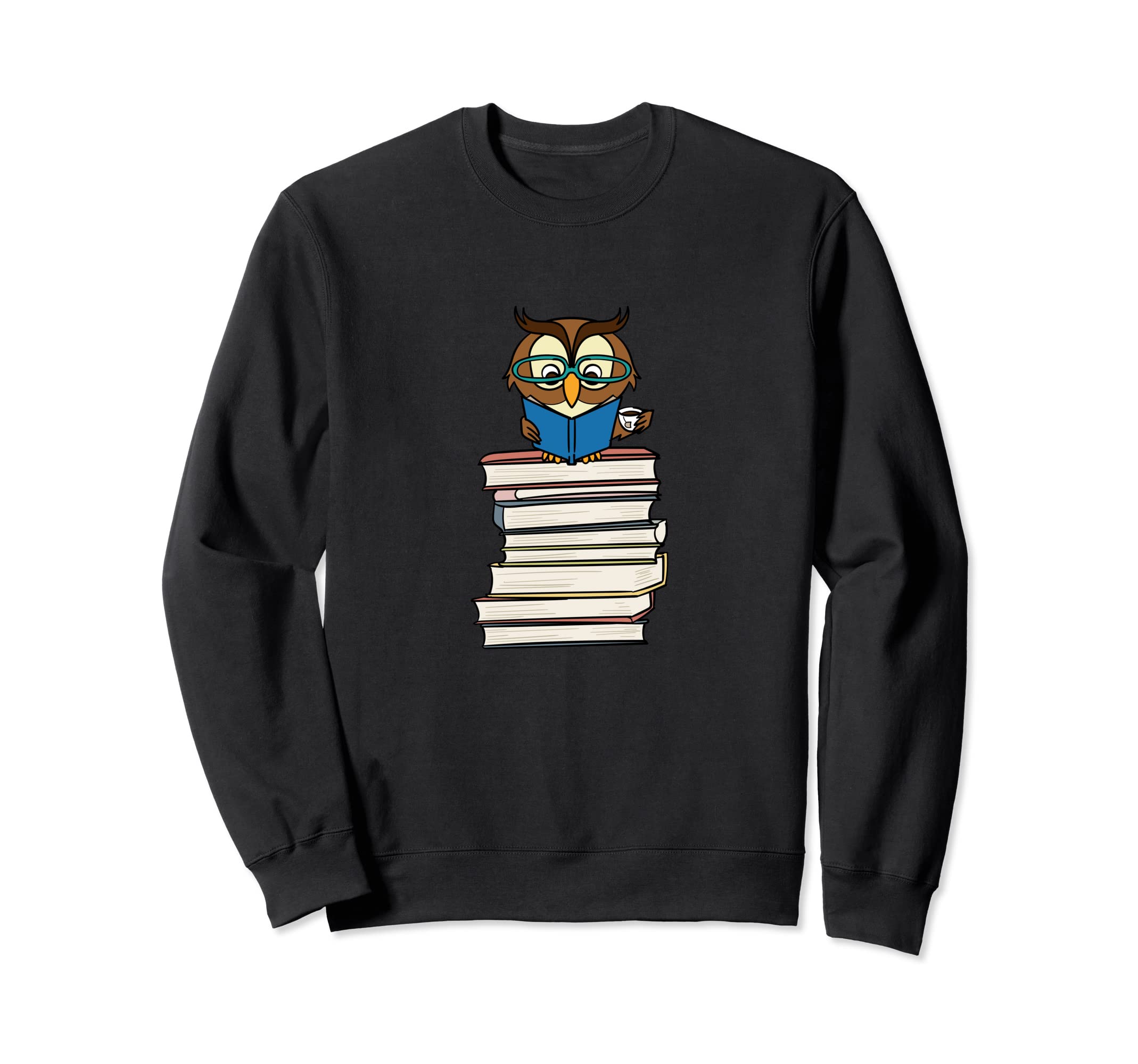 Owl Reading And Sitting Books Sweatshirt - Aesthetic Graphic Unisex - T-Shirt, Sweatshirt, Hoodie