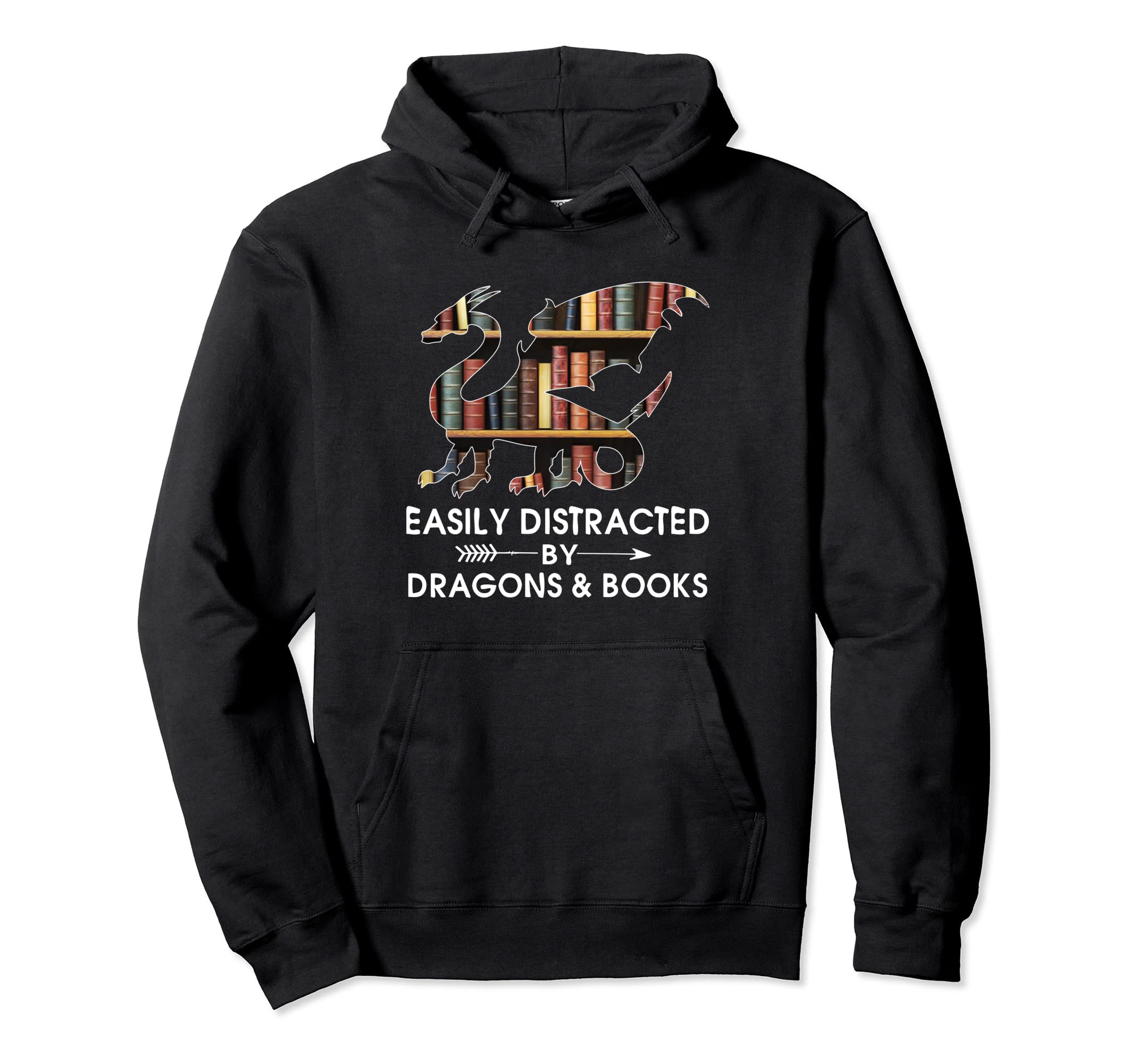 Dragon And Books Lover Funny Easily Hoodie - Casual Everyday Wear Unisex - T-Shirt, Sweatshirt, Hoodie