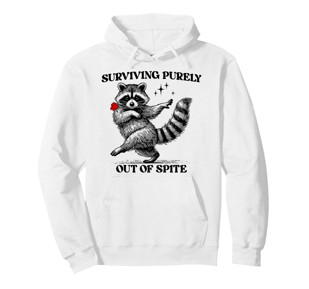 Humorous Animal Funny Raccoon Surviving Hoodie - Graphic Print Unisex - T-Shirt, Sweatshirt, Hoodie
