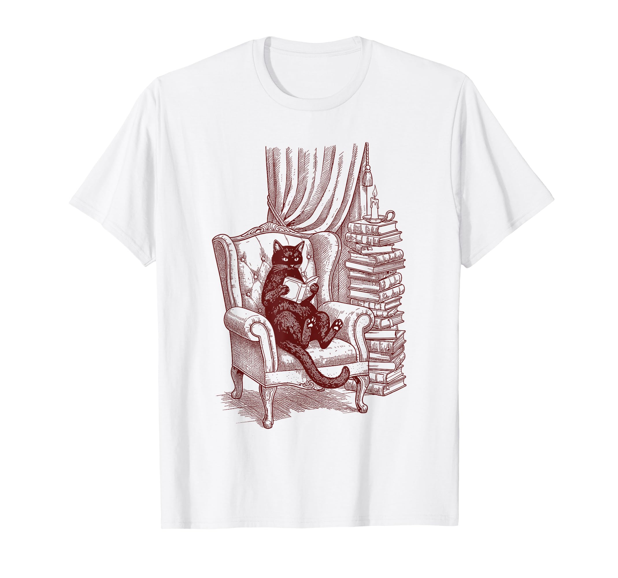 Cozy Armchair Black Cat Book Lover T-Shirt - Casual Everyday Wear Unisex - T-Shirt, Sweatshirt, Hoodie