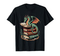 Dragon Perched Books Fantasy Reading T-Shirt - Minimalist Print Men Women - T-Shirt, Sweatshirt, Hoodie