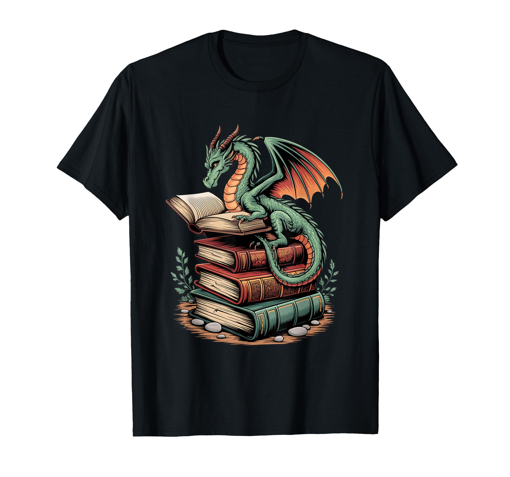 Dragon Perched Books Fantasy Reading T-Shirt - Minimalist Print Men Women - T-Shirt, Sweatshirt, Hoodie