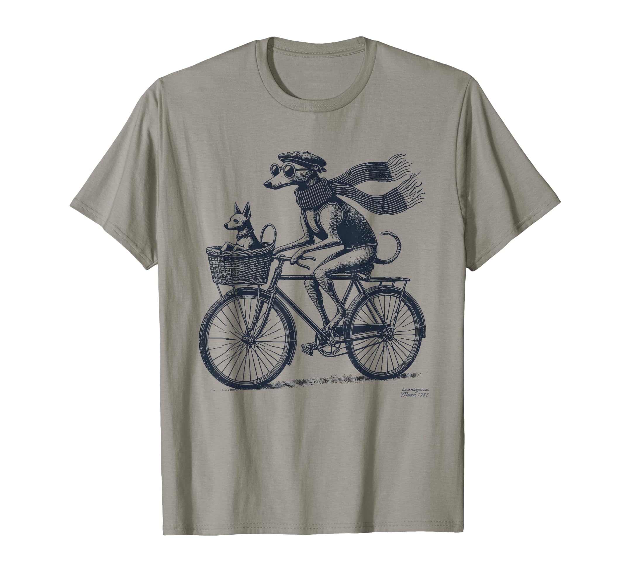 Italian Greyhound Whippet Bicycle T-Shirt - Custom Art Print Men Women - T-Shirt, Sweatshirt, Hoodie