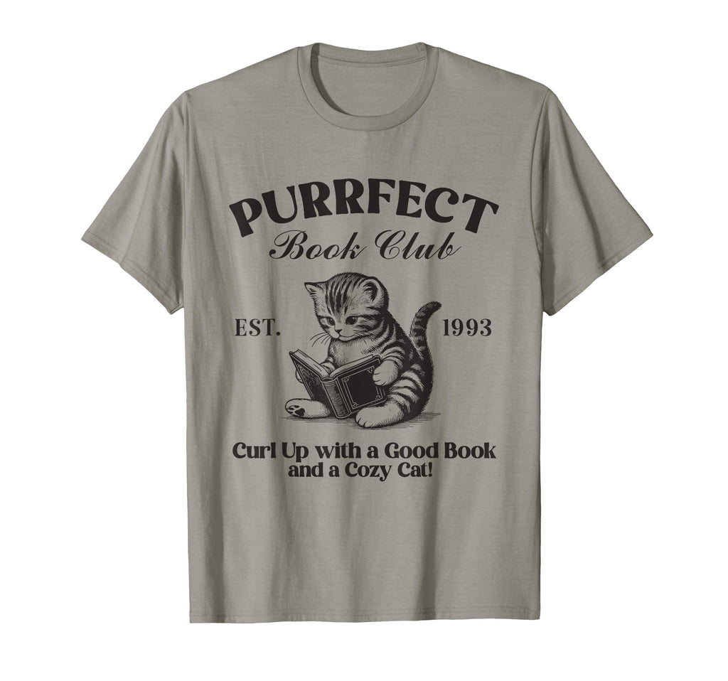 Purrfect Book Club Cat Reading Funny T-Shirt - Streetwear Style Unisex - T-Shirt, Sweatshirt, Hoodie