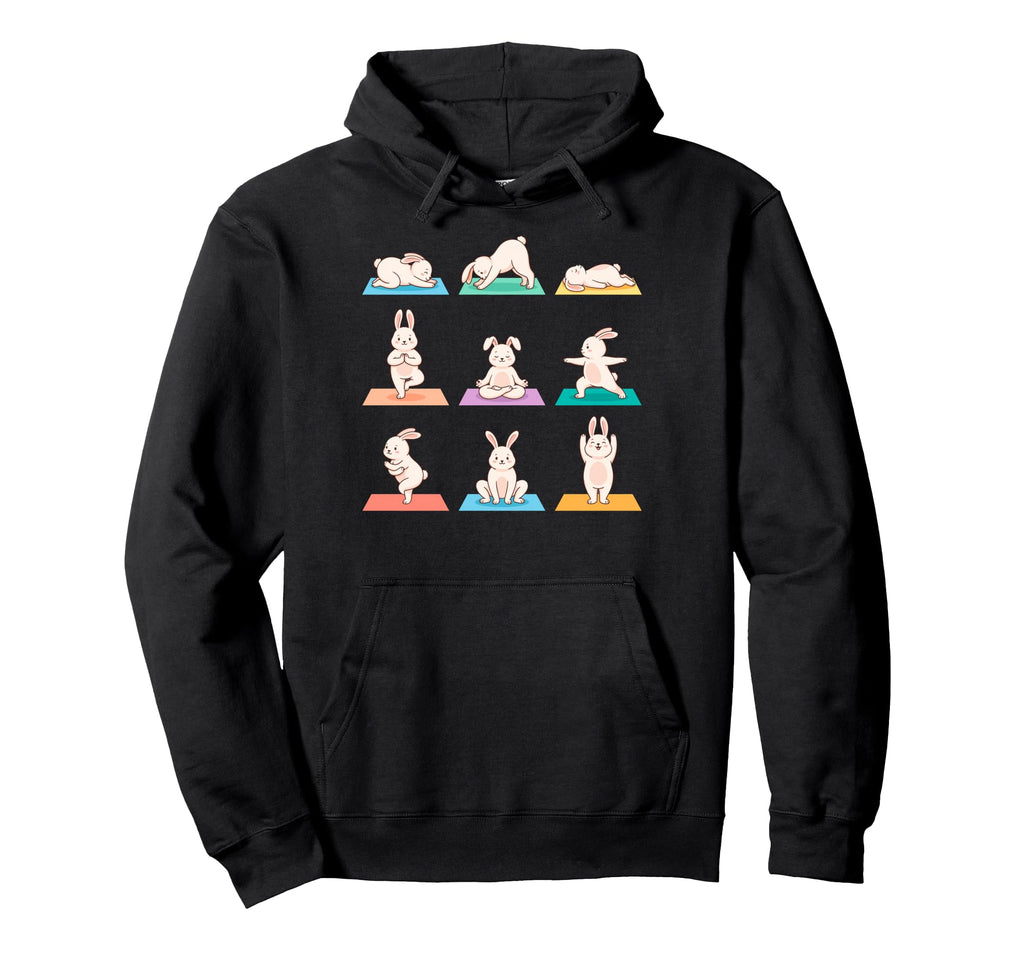 Funny Rabbits Yoga Poses Meditation Hoodie - Casual Everyday Wear Unisex - T-Shirt, Sweatshirt, Hoodie