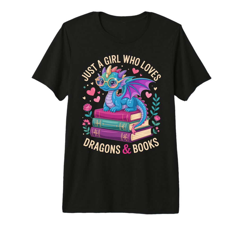 Just Who Loves Dragons And Books T-Shirt - Aesthetic Graphic for Adults - T-Shirt, Sweatshirt, Hoodie