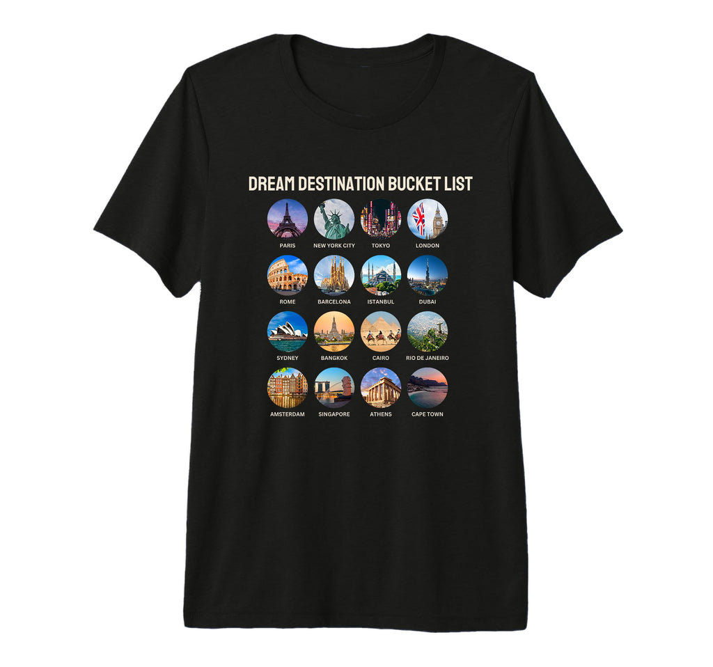Checklist Dream Destination Bucket T-Shirt - Minimalist Print for Adults - T-Shirt, Sweatshirt, Hoodie
